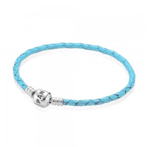 Bracelete PANDORA De Couro Azul claro Com O Fecho