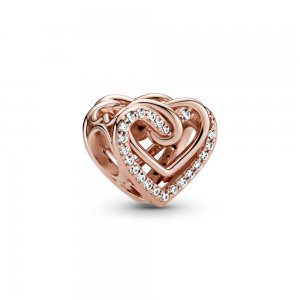 Conta Corações Entrelaçados, Pandora Rose - 789270C01 Conta Corações Entrelaçados, Pandora Rose - 789270C01