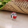 Charm PANDORA de Prata Esmaltado Coração Rosa - 790591EN28