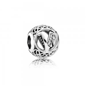 Charm PANDORA Alfabeto Vintage Letra V - 791866CZ Charm PANDORA Alfabeto Vintage Letra V - 791866CZ