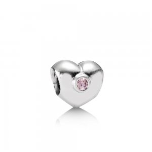 Charm PANDORA de Prata Coração com Zircônia Cúbica Rosa - 790134PCZ