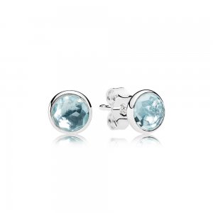 Brinco PANDORA Gota de Cristal Azul-Água Março - 290738NAB Brinco PANDORA Gota de Cristal Azul-Água Março - 290738NAB