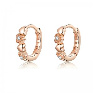 Brinco Argolas Namoro de corações estilo Pandora Rosa - SCE445-C Brinco Argolas Namoro de corações estilo Pandora Rosa - SCE445-C