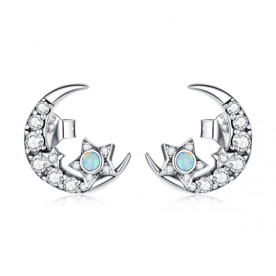 Brincos Petit Estrela e lua estilo Pandora - SCE1157  Clique na imagem para fechar