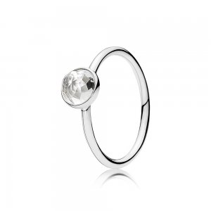 Anel PANDORA Gota de Cristal de Rocha - Abril - 191012RC