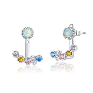 Brincos Petit Bolhas Coloful estilo Pandora - BSE392 Brincos Petit Bolhas Coloful estilo Pandora - BSE392