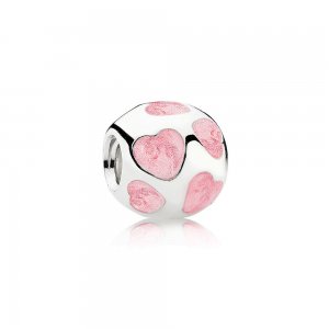 Charm PANDORA de Prata Esmaltado Mini Corações Rosas - 790543EN28