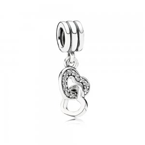 Charm PANDORA de Prata Pendente Dois Corações em Um - 791242CZ Charm PANDORA de Prata Pendente Dois Corações em Um - 791242CZ