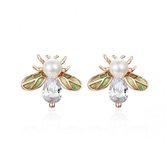 Brincos Petit Abelha estilo Pandora Rose - SCE643  Clique na imagem para fechar