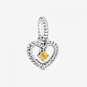 Charm Pendente Coração Esferas Amarelo - Mês De Novembro - 798854C11