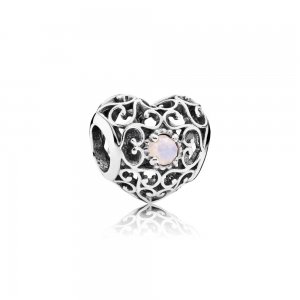 Charm berloques PANDORA Coração de Outubro - 791784NOP Charm berloques PANDORA Coração de Outubro - 791784NOP
