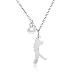 Colar Gatinho brincalhão estilo Pandora - SCN175 Colar Gatinho brincalhão estilo Pandora - SCN175