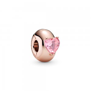 Charm Clipe Coração Rosa Solitário - 789203C01