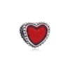 Charm berloques Pandora de prata Coração vermelho Charm berloques Pandora de prata Coração vermelho