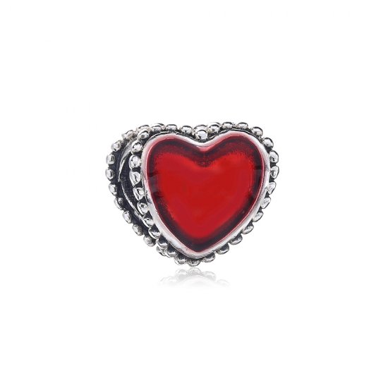 Charm berloques Pandora de prata Coração vermelho  Clique na imagem para fechar