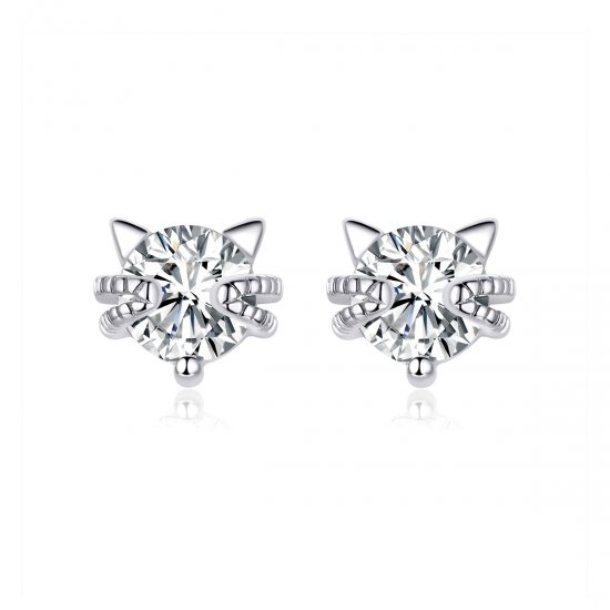 Brincos Petit Gatinho fofo estilo Pandora - BSE205  Clique na imagem para fechar