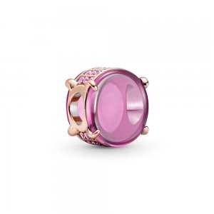 Charm Oval Em Cabochão Rosa Pandora Rose™ - 789309C02 Charm Oval Em Cabochão Rosa Pandora Rose™ - 789309C02