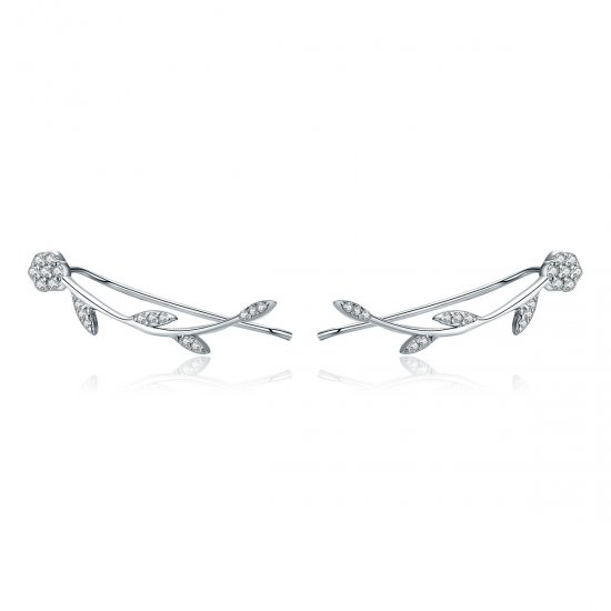 Brincos Petit Folhas Brilhantes estilo Pandora - SCE266  Clique na imagem para fechar
