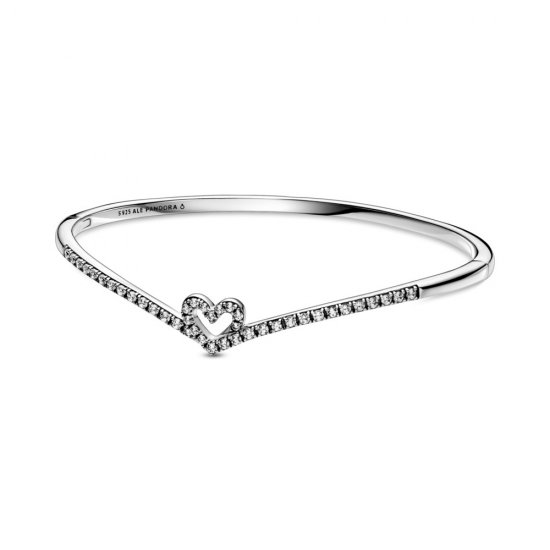 Bangle Sparkling Wishbone Heart Pandora - 599297C01  Clique na imagem para fechar