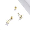 Brincos Petit Estrelas douradas estilo Pandora - SCE1117