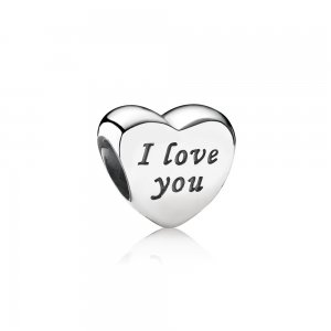 Heart silver Charm PANDORA with engraving I love you - 791422