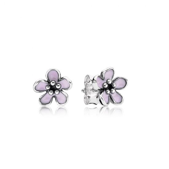 Brinco PANDORA de Prata e Esmalte Flor de Cerejeira - 290537EN40  Clique na imagem para fechar