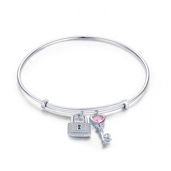 Bracelete estilo Pandora Rígido Love Lock - SCB127  Clique na imagem para fechar