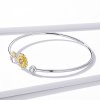 Bracelete Rigido Aberto Dois tons Margarida Fresca estilo Pandora - BSB045