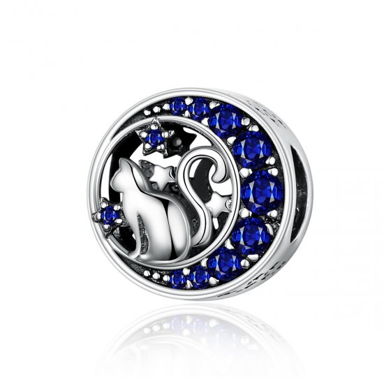 Charm Kitty In The Moon estilo Pandora - SCC1204  Clique na imagem para fechar