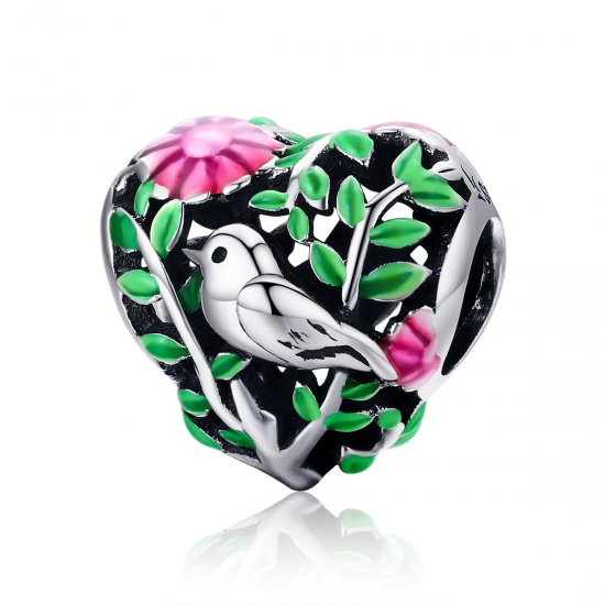 Charm Pássaros na floresta estilo Pandora - SCC647  Clique na imagem para fechar