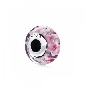 Charm berloques Pandora de prata Flor rosa 791652A Charm berloques Pandora de prata Flor rosa 791652A