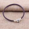 Bracelete PANDORA De Couro Roxa Com O Fecho