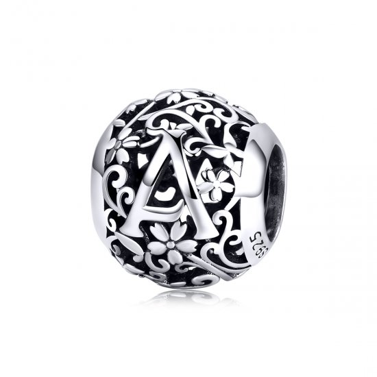 Charm Flores com orifícios, letra A estilo Pandora - SCC1444-A  Clique na imagem para fechar