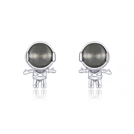 Brincos Petit Moonstone Astronaut estilo Pandora - SCE871  Clique na imagem para fechar