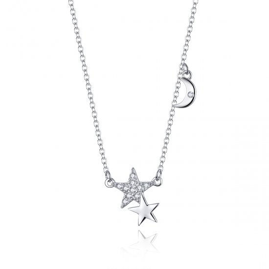 Colar Stars And Moon Story estilo Pandora - SCN404  Clique na imagem para fechar