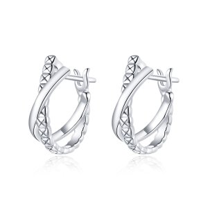 Brinco Argolas Textura de couro estilo Pandora - BSE440 Brinco Argolas Textura de couro estilo Pandora - BSE440