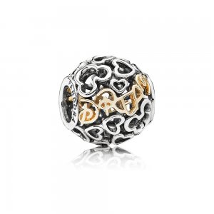 Charm Pandora de Prata com Ouro Disney, Sonhe Charm Pandora de Prata com Ouro Disney, Sonhe