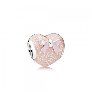 Charm berloques PANDORA Coração Rendado - 792044ENMX Charm berloques PANDORA Coração Rendado - 792044ENMX