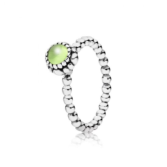 Anel PANDORA de Prata, birthstone-agosto, peridot - 190854PE  Clique na imagem para fechar