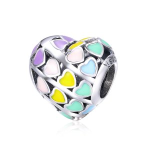 Charm Coração arco-íris estilo Pandora - SCC902 Charm Coração arco-íris estilo Pandora - SCC902