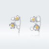 Brincos Petit Dois tons Sakura estilo Pandora - SCE778 Brincos Petit Dois tons Sakura estilo Pandora - SCE778