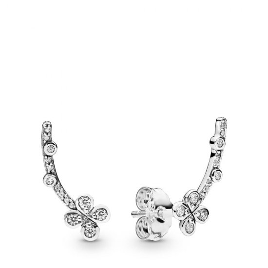 Brincos Petit Flor de quatro pétalas drapeadas Pandora - 297936CZ  Clique na imagem para fechar
