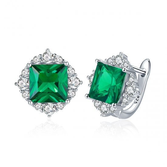 Brincos Petit Aurora Verde estilo Pandora - SCE540  Clique na imagem para fechar