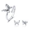 Conjunto de joias Dois tons Sonho de borboletas estilo Pandora - SET003 Conjunto de joias Dois tons Sonho de borboletas estilo Pandora - SET003
