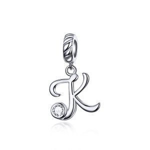 Charm Pendente Letra K estilo Pandora - SCC1183-K Charm Pendente Letra K estilo Pandora - SCC1183-K