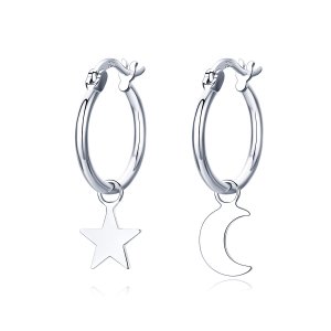 Brinco Estrela e assimetria da lua estilo Pandora - SCE681 Brinco Estrela e assimetria da lua estilo Pandora - SCE681