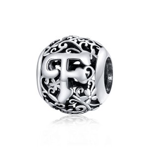 Charm Flores com orifícios, letra F estilo Pandora - SCC1444-F Charm Flores com orifícios, letra F estilo Pandora - SCC1444-F