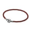 Bracelete PANDORA De Couro Castanha Com O Fecho Bracelete PANDORA De Couro Castanha Com O Fecho