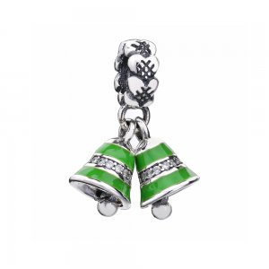 Pingente Pandora de prata Sinos verdes