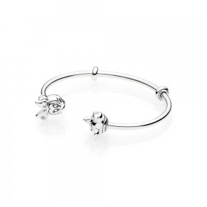 Bracelete PANDORA Rígido Aberto Do Mickey E Da Minnie Bracelete PANDORA Rígido Aberto Do Mickey E Da Minnie